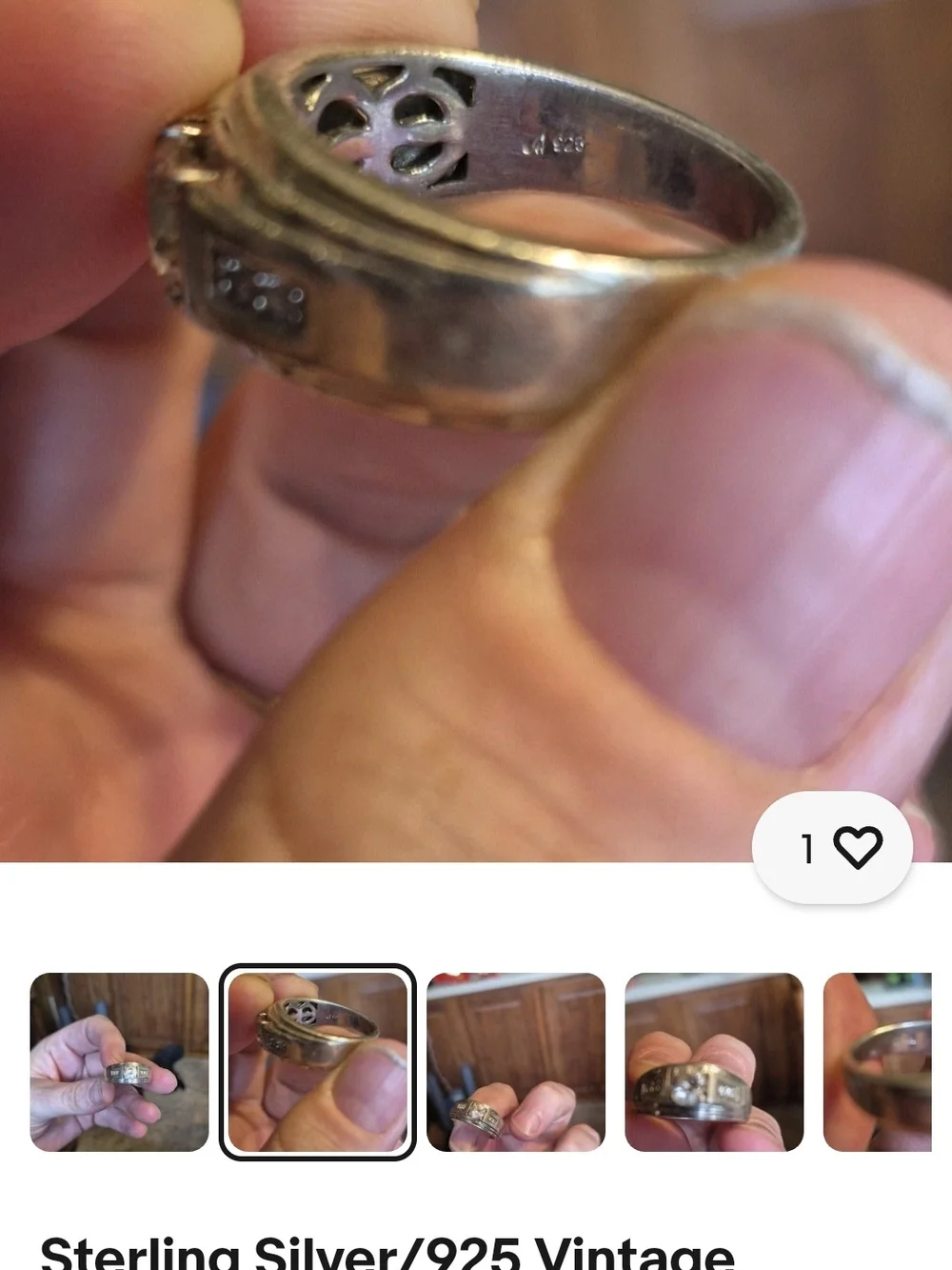 Sterling Silver 925 Men’s Band Ring with Clear Stones - Silver